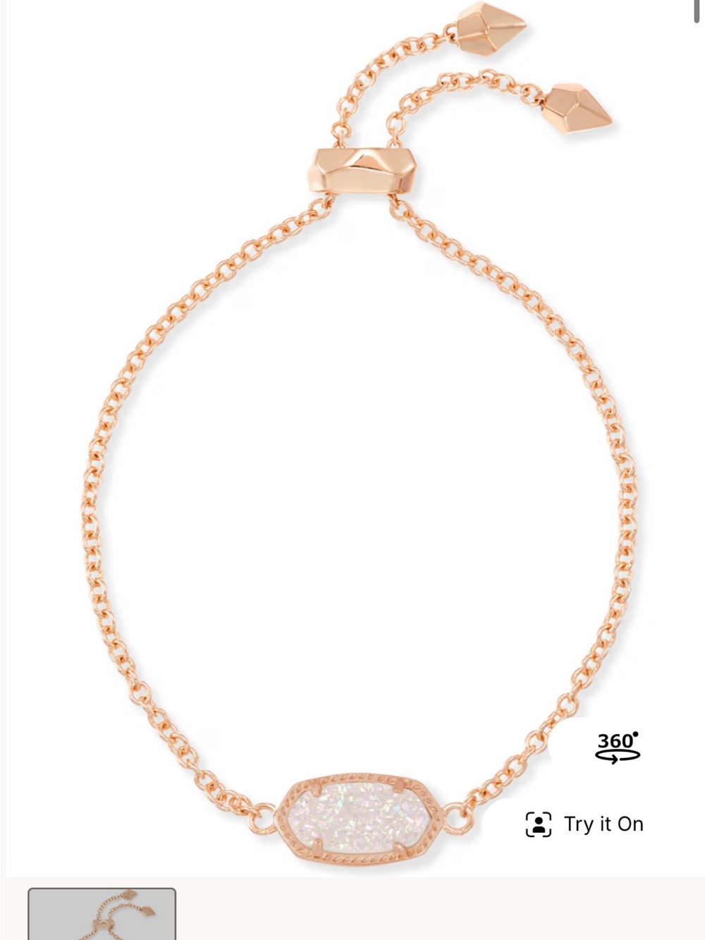 Kendra Scott Elaina Rose Gold Adjustable Chain Bracelet in Iridescent Drusy